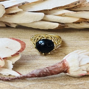 Hot Selling Black Onyx Brass <b>Ring</b> Hollow Cutout Gold Plated <b>Ring</b> <b>Statement</b> Handmade <b>Ring</b> Boho Geometric Wholesale <b>Ring</b> For Women - Product Image 1