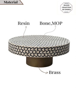 Luxury Black <b>Pine</b> MDF Bone Inlay Modern <b>Coffee</b> <b>Table</b> Floor Mount Handmade Eco-Friendly Waterproof Uttar Pradesh F S - Product Image 5