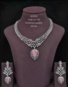 Conjunto Clásico de Collar y Pendientes de Latón con Baño de Rodio y Circonita Cúbica, Piedra Roja de Corte Pera, Joyería de Moda para Mujer, Ideal para Bodas - Product Image 5