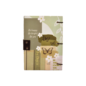 A5 Minimalist Butterfly Theme Handmade Paper Notebook <b>Lock</b> Diary Motivational Quote Journal Eco Friendly Aesthetic Writing Book - Product Image 2