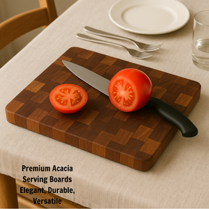 Tabla de cortar de madera maciza de acacia de veta ancha, resistente, tipo bloque de carnicero, para cocina, de fábrica OEM - Product Image 1