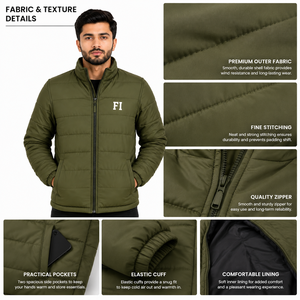 Vestes matelassées pour hommes de couleur unie, chaudes et rembourrées, manteaux matelassés à manches longues, coupe-vent d'hiver, vente en gros OEM USA - Product Image 5