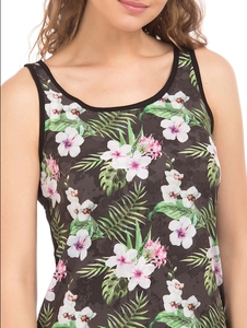 Camiseta sin mangas con estampado floral para mujer, top informal de verano transpirable de punto - Product Image 3