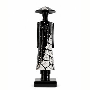 Sculptures décoratives, sculpture en laque d'œuf, figurine laquée, figurines vietnamiennes ao dai - Product Image 4