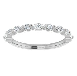 Anillo Apilable de Plata de Ley 925 con Moissanita de Corte Marquesa de Media Eternidad Shama Gems para Mujer, Ideal para Bodas y Aniversarios - Product Image 2