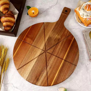Best Quality Round <b>Shape</b> Pizza Serving Board Wood and Bamboo Plate with Handle for Serving Pizza - Product Image 2