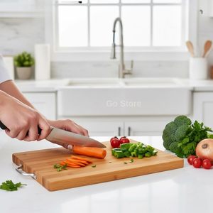 Tabla de Cortar Rectangular de Bambú con Asa, Extra Grande 64x24 cm, Antideslizante, Duradera, para Cocina - Product Image 3