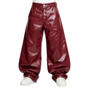 <b>Men</b> Classic Black Leather Pants Low Waist PU <b>Stretch</b> Bodycon Trousers with Pocket <b>Man</b> Nightclub Costume Custom New Clubwear - Product Image 6