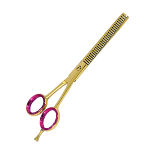Ciseaux professionnels de désépaississement de cheveux de 6 pouces, dorés, à pointe arrondie, faible MOQ, en acier japonais, avec manche, OEM - Product Image 2