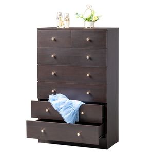 Comò Moderno a 7 Cassetti in Rovere Marrone con Struttura in Metallo per Camera da Letto e Soggiorno, Design Minimalista Scandinavo con Funzionalità di Archiviazione - Product Image 6