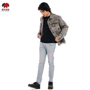 แจ็คเก็ตยีนส์คุณภาพพรีเมียมสำหรับผู้ชาย แบบสั่งทำพิเศษ ปิดด้วยกระดุม พร้อมโลโก้สั่งทำ - Product Image 5