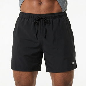 Shorts tricotés respirants pour hommes à taille mi-haute élastique avec cordon de serrage, logo frontal et bande latérale – Idéal pour l'entraînement décontracté - Product Image 2