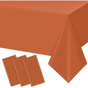 Set di 3 Tovaglie Monouso in Plastica Arancione, Rettangolari e Impermeabili, per Decorazioni Autunnali e del Ringraziamento - Product Image 3