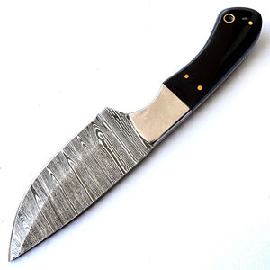 Cuchillo de Caza Artesanal de Acero de Damasco, Hoja de Punta Caída, Mango Negro con Incrustaciones Doradas, Cuchillos de Damasco Personalizados OEM en Venta - Product Image 3