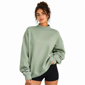Sudadera Oversize de Felpa Premium con Cuello Alto para Mujer, Fabricante Mayorista de Ropa Personalizada - Product Image 1