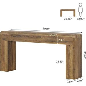 70.9 pollici Extra lungo in legno rustico consolle stile fattoria divano divano per soggiorno e ingresso Console tavoli - Product Image 2