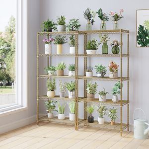Espositore a Cinque Ripiani in Ferro Lucido 74*34*150cm con Ruote Regolabili e Piedini per Regolazione Libera dello Spazi tra i Ripiani per Unità di Scaffalatura - Product Image 5