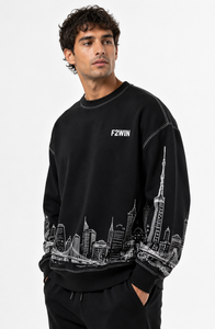 Sudadera F2WIN Unisex Negra Extra Grande con Cuello Alto, Forro Polar, Transpirable, Manga Regular, Informal, de Punto, con Frente de Algodón - Product Image 2