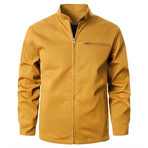 Chaqueta de Hombre Verde Oliva con Cuello Alto y Cierre, Informal, Transpirable, de Poliéster, Corte Regular, Color Sólido, Tejido Liso - Product Image 5