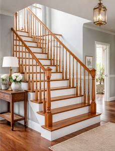 Balaustre de madera de arce duro para escaleras, componente moderno para barandales interiores, diseño personalizado, proveedor de piezas para escaleras para construcción de viviendas. - Product Image 5