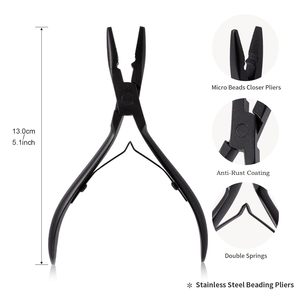 Hair Extension <b>Pliers</b> <b>Set</b> Metal Tool For Installation And Removal Black Handle - Product Image 4
