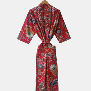 Albornoz Kimono de Algodón Acolchado Artesanal con Estampado Floral Hecho a Mano, Ropa de Dormir al por Mayor, Fabricante de Albornoces de Manga Larga - Product Image 1