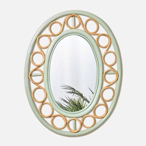 Miroir mural ovale en rotin avec cadre circulaire décoratif, miroir décoratif pour l'intérieur de la maison - Product Image 2