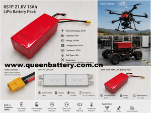 Batterie Li-Po 1047140 pour drone FPV, polymère lithium, 21,6V 22V 6S1P 13Ah avec connecteurs XT60/JST - Product Image 1