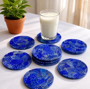 High Quality Eco-Friendly Modern Resin Oval Mats Pads <b>Green</b> Gold Leaf Design 400mm Diameter 5mm Thick Stocked Home Wedding Cafe - Product Image 1