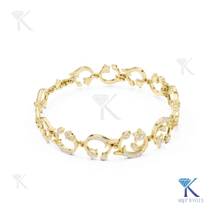 Luxury Lab Grown Diamond Filled Round Brilliant Cut Ornate Scroll Bracelet 14K <b>Solid</b> <b>Gold</b> Fine Unisex Vintage Jewelry Gift Party - Product Image 3