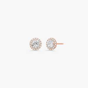 Lab Grown Diamond Stud <b>Earring</b> Halo Set Solitaire Push <b>Back</b> Minimalist Luxury Everyday Wear Fine Jewelry 10K 14K 18K Solid Gold - Product Image 3