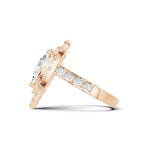 แหวนเพชรคู่รูปลูกแพร์สุดหรูแหวนเพชรที่เน้นหินสีชมพูสุด14kt สง่างาม - Product Image 2