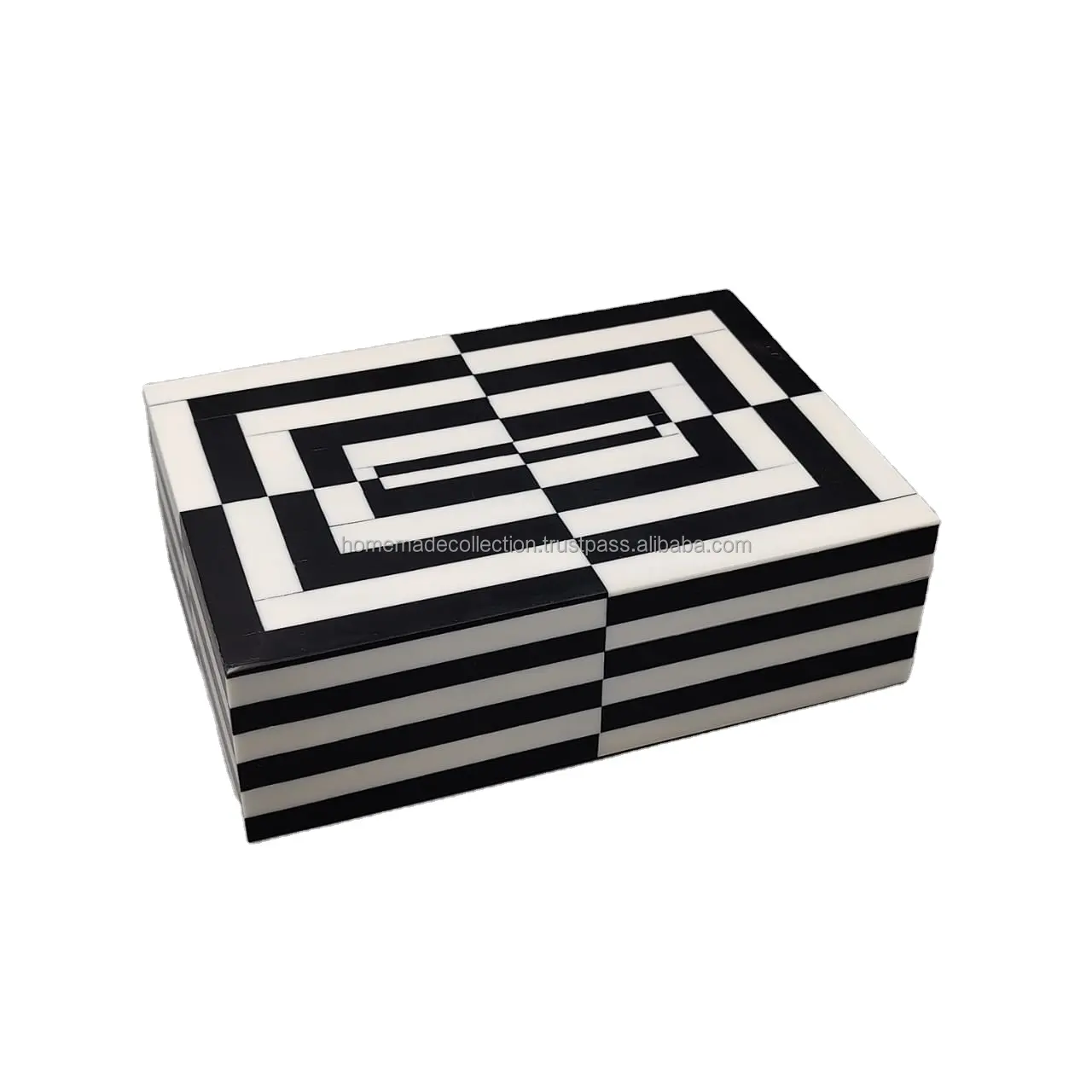 El yapımı reçine çizgili kutu beyaz ve siyah çizgili reçine kutu dikdörtgen şekli en kaliteli