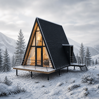 Maison préfabriquée moderne, cabane modulaire, location de vacances, projet touristique, escapade en montagne, maison en A-frame S520