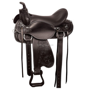 Selle de cheval d'équitation confortable Western Pleasure en cuir Selle occidentale de cheval de conception classique durable idéale pour un usage quotidien - Product Image 2