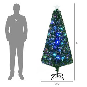 6FT Tall Douglas Fir Pre-Lit Artificial Christmas Tree with 24 Multi-Color LED <b>Lights</b> and Fiber Optics Realistic <b>Branches</b> 230 - Product Image 3