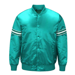 Blouson universitaire d'hiver personnalisé en satin pour homme, style baseball, avec boutons-pression, vêtements de sport, fabricant OEM ODM en gros, motifs Paisley Léopard - Product Image 1
