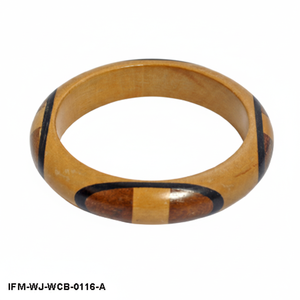 Handmade <b>Wooden</b> <b>Bangle</b> Bracelet Handcrafted Natural Multi Tone Wood Inlay Curved Chunky Statement Wristband Jewelry for Women - Product Image 2