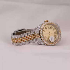 2025 dernier modèle fantaisie en acier inoxydable luxe Moissanite diamant montre carré alliage Hip Hop Style affichage bracelet en acier parfait - Product Image 3