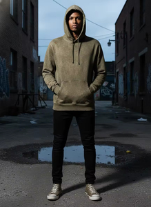 Sweat à capuche zippé en coton épais délavé à l'acide, effet vieilli et décoloré, en molleton bouclette imprimé léopard, manches longues, pour homme, idéal pour l'hiver - Product Image 5
