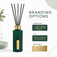 Diffuseur de parfum en verre vert émeraude 100 ml, logo personnalisé, marque privée, parfum d'ambiance