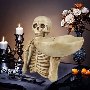 Dal design unico vassoio con teschio ornamento ciotola scheletro vassoio decorativo per interni all'aperto giorno di Halloween decorazione a tema gotico - Product Image 6