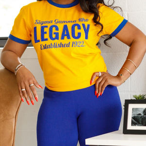 Camiseta de algodón para mujer con logotipo bordado de la hermandad Sigma Gamma Rho |   Jersey de Algodón y Poliéster Hecho a Medida - Product Image 6