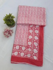 Couverture en coton doux et respirant imprimée à la main, couette Dohar pour toutes les saisons, couette imprimée florale idéale pour canapé, lit, sofa - Product Image 6