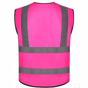 Chaleco de Seguridad Reflectante Rosa para Hombre, Sin Mangas, Informal, con Franjas Plateadas para Uso en Verano - Product Image 5