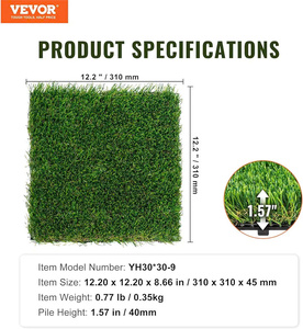 Azulejos de césped artificial cuadrados impermeables de alta densidad de 30mm modernos para exteriores, duraderos, 5 años, cubierta de césped para césped, acabado suave fácil - Product Image 4