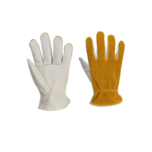 Gants de sécurité en cuir blanc et marron, résistants aux chocs, respirants, texture lisse, résistants à l'abrasion, antidérapants, avec manchette droite - Product Image 2