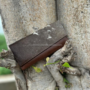 กระเป๋าสตางค์หนังวัวแบบพับสามทบขนาดใหญ่มีซิปกระเป๋าเงินสำหรับเดินทางกระเป๋าเงินผู้หญิงหนังแท้แบบตะวันตกมีซิป - Product Image 2