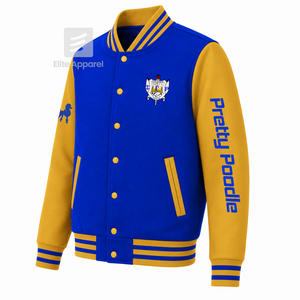 Veste universitaire personnalisée Sigma Gamma Rho Sorority, bleu et or, manches longues, fermeture éclair sur le devant, col à bandes, logo brodé, coton. - Product Image 2