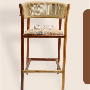 New <b>Bar</b> Furniture Manufacturers Modern Minimalist Solid Wood Frame Woven Jute Backrest Fabric Cushion Seat <b>Bar</b> <b>Stool</b> High Chairs - Product Image 1